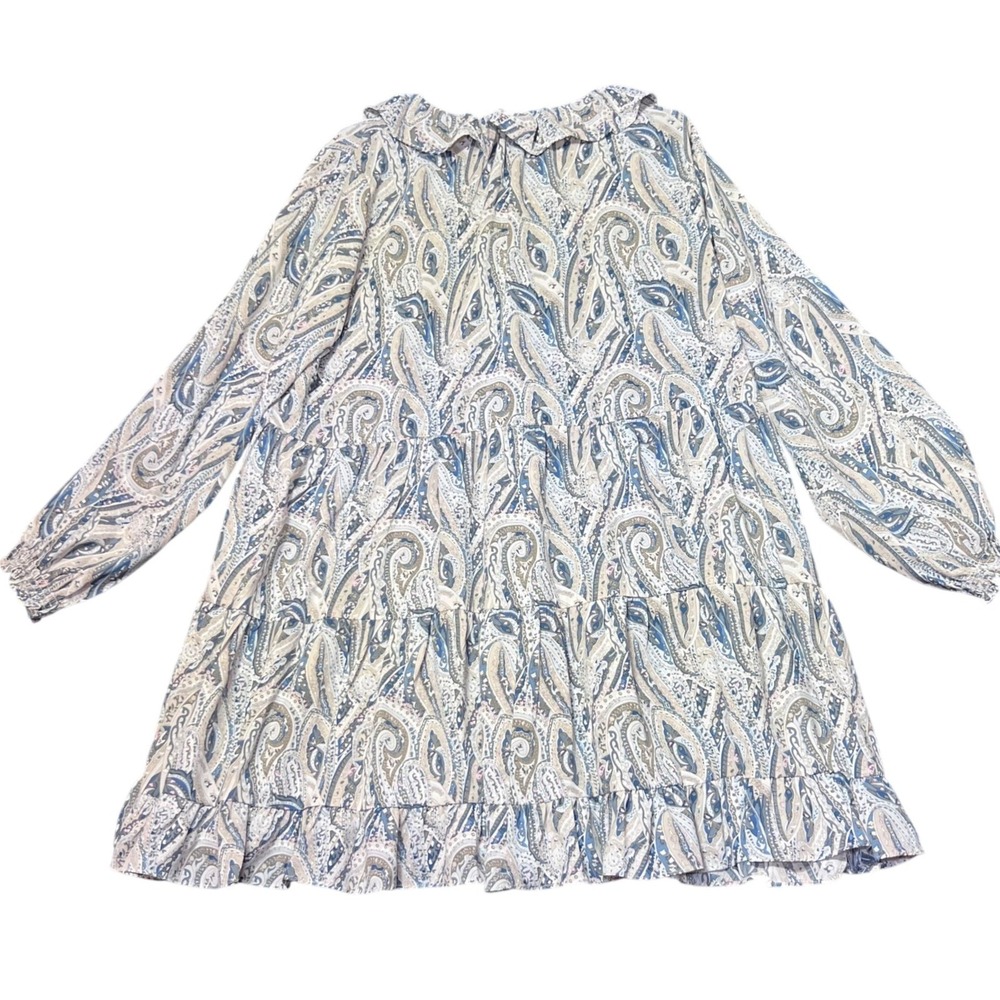Grace Karma Womens Size XL Tiered Dress Paisley Long Sleeve Ruffle Collar Boho - Picture 3 of 14